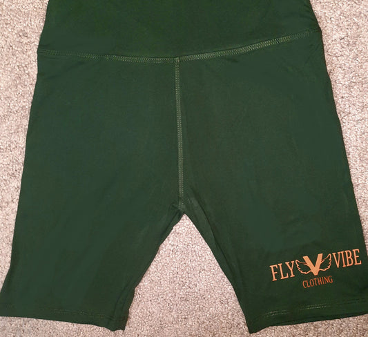 Fly Vibe Extra Soft Legging Shorts - Pine/Orange