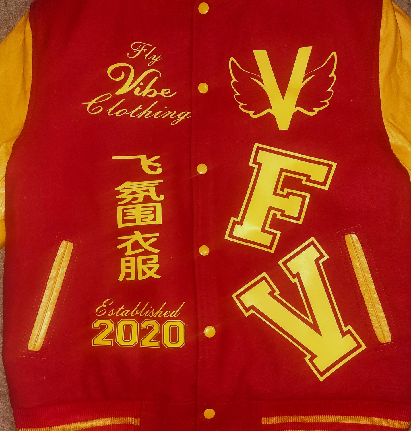 Fly Vibe Letterman Jacket - Red/Gold