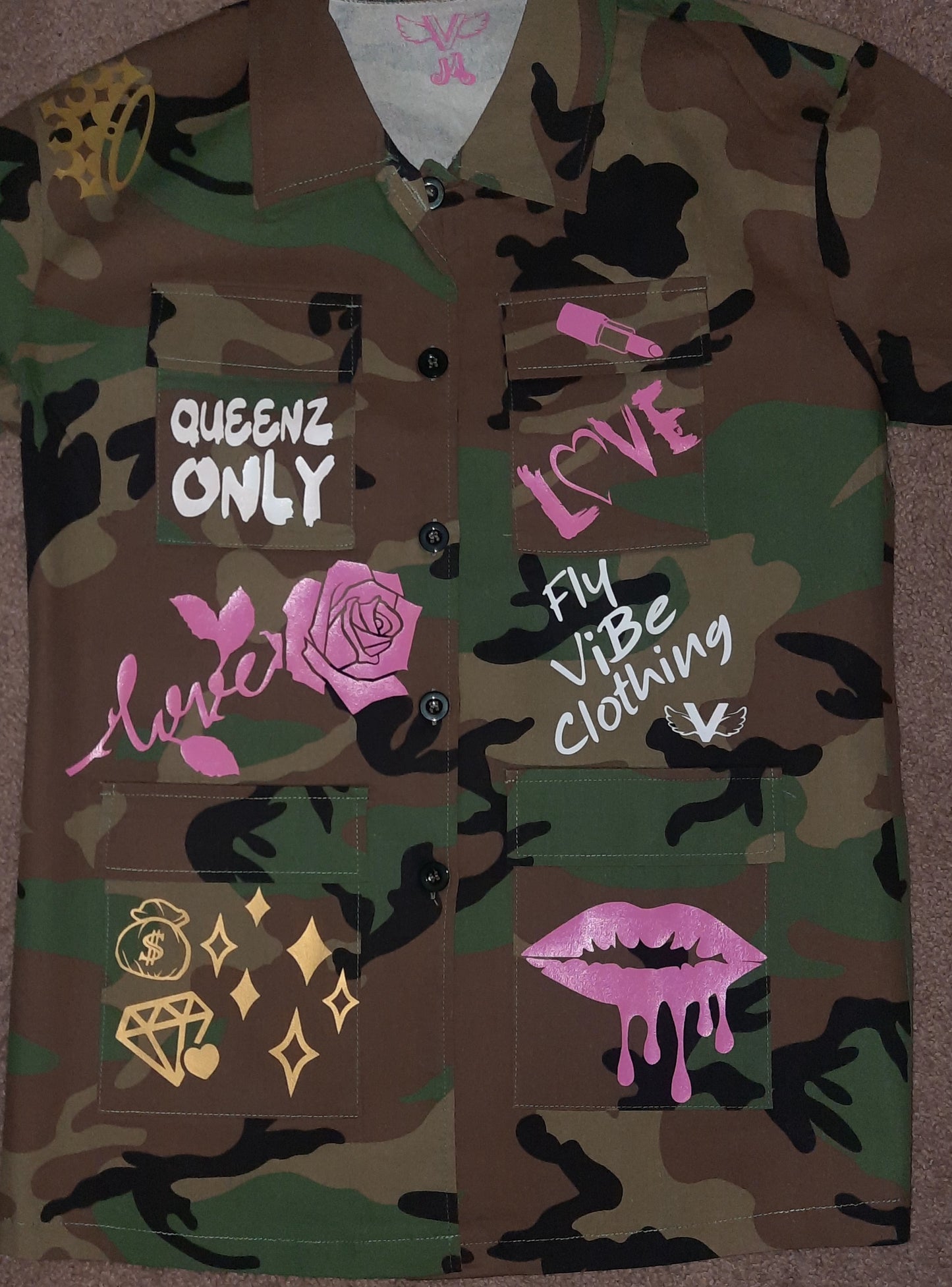 Fly Vibe Queenz Only Short Camouflage Jacket