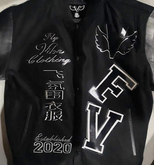 Fly Vibe Letterman Jacket - Black/Grey