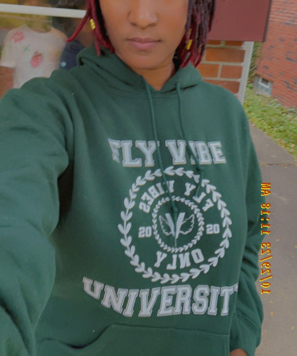 Fly Vibe University Hoodie - Pine Green/White
