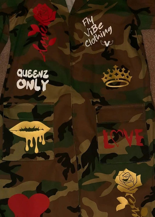 Fly Vibe Queenz Only Long Camouflage Jacket