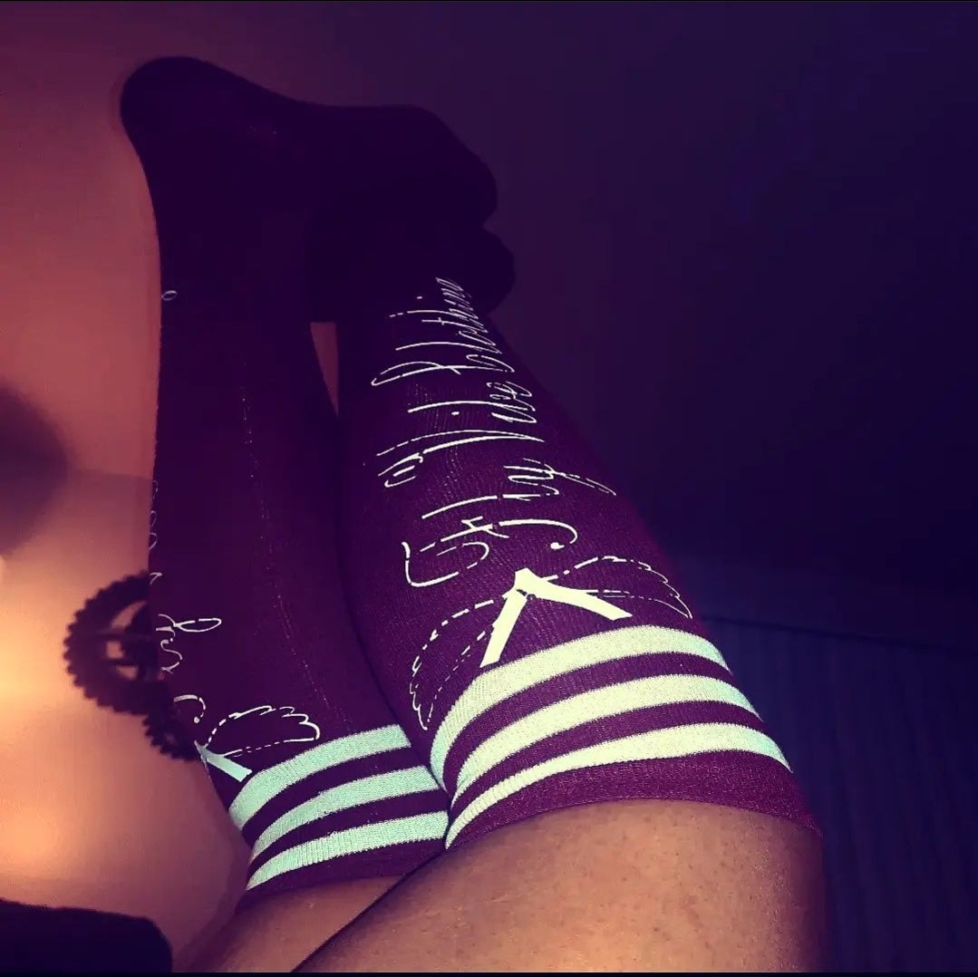 Fly Vibe Thigh High Socks - Maroon/White