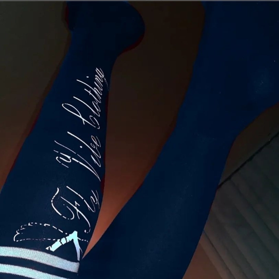 Fly Vibe Thigh High Socks - Navy/White
