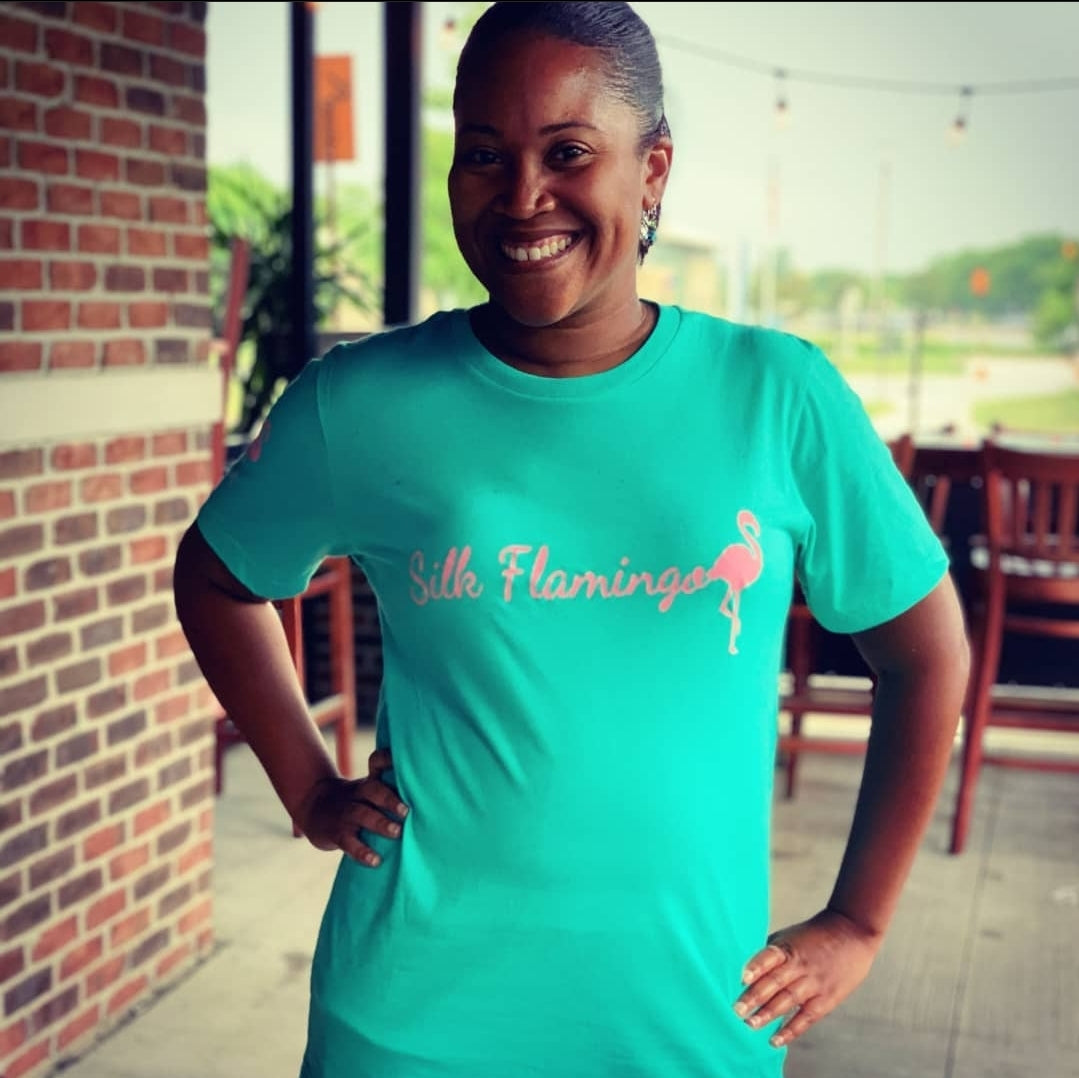 Silk Flamingo T-Shirt - Teal