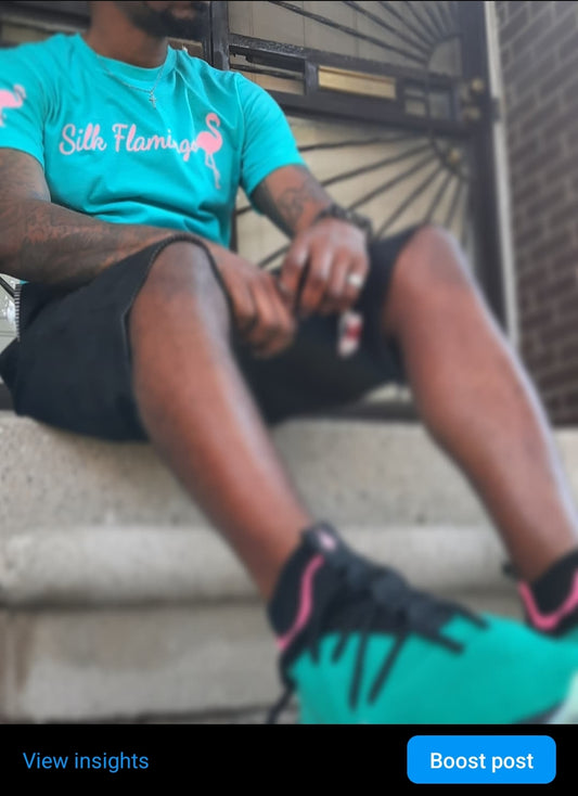 Silk Flamingo T-Shirt - Teal