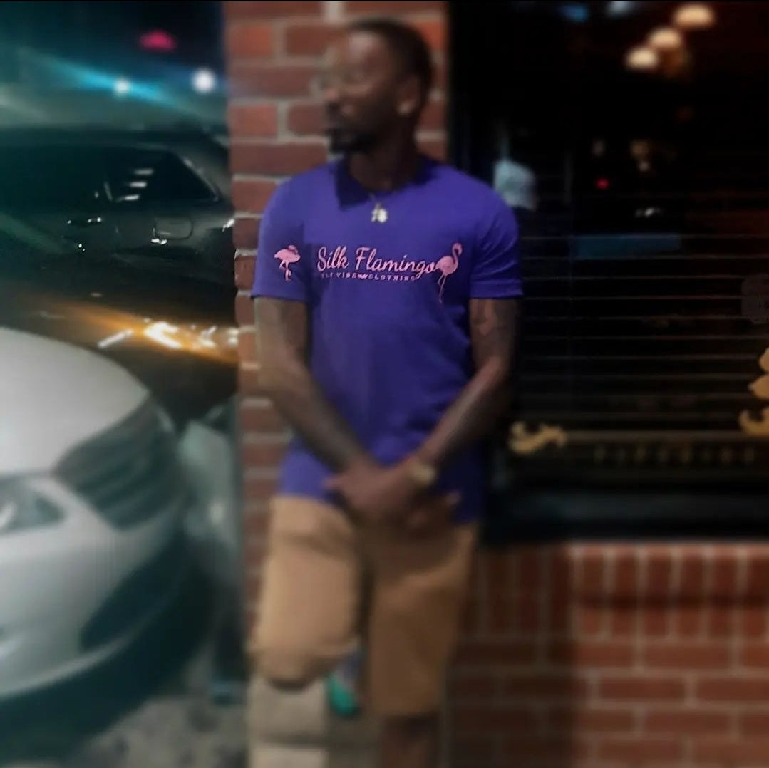 Silk Flamingo T-Shirt - Purple