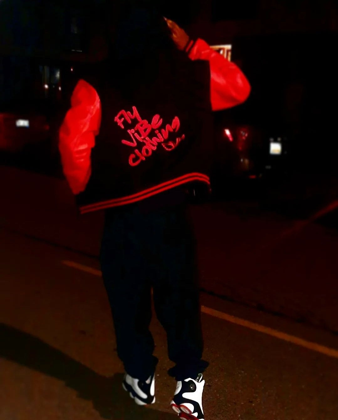 Fly Vibe Letterman Jacket - Black/Red/Red