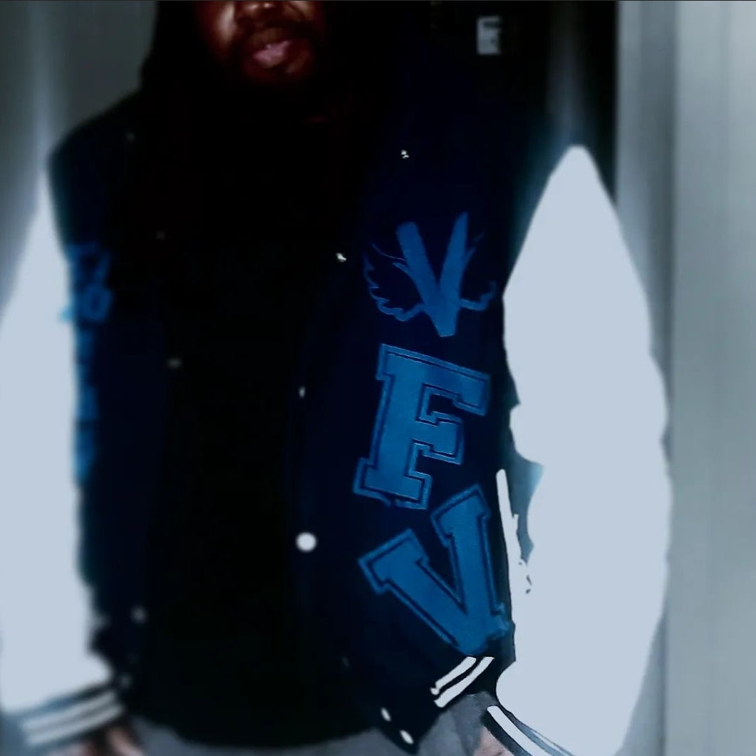 Fly Vibe Letterman Jacket - Black/White/Blue