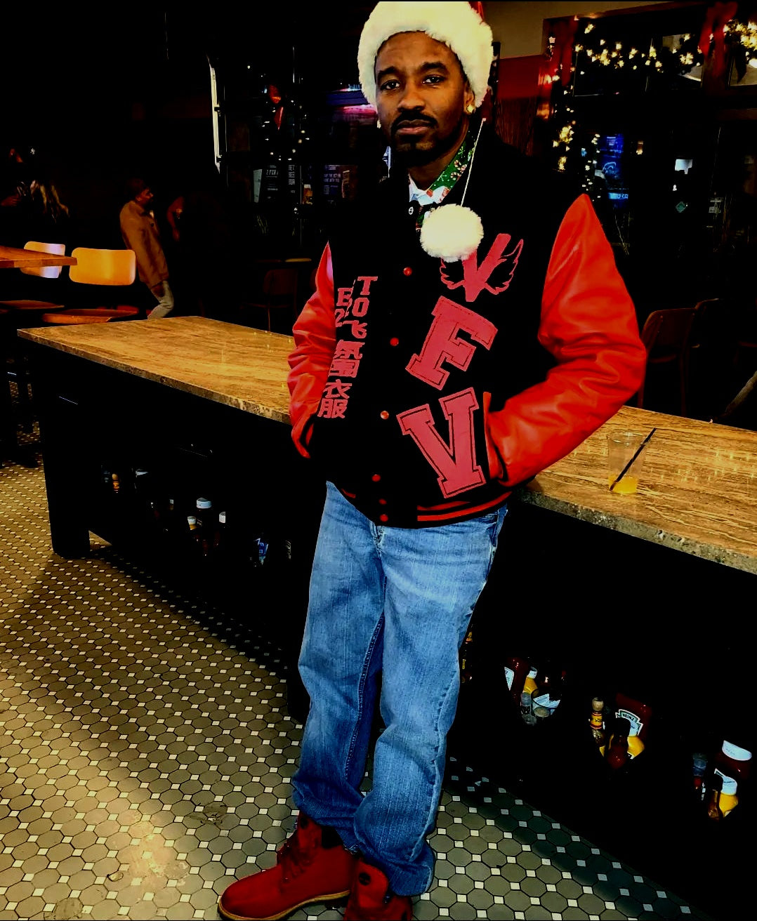 Fly Vibe Letterman Jacket - Black/Red/Red