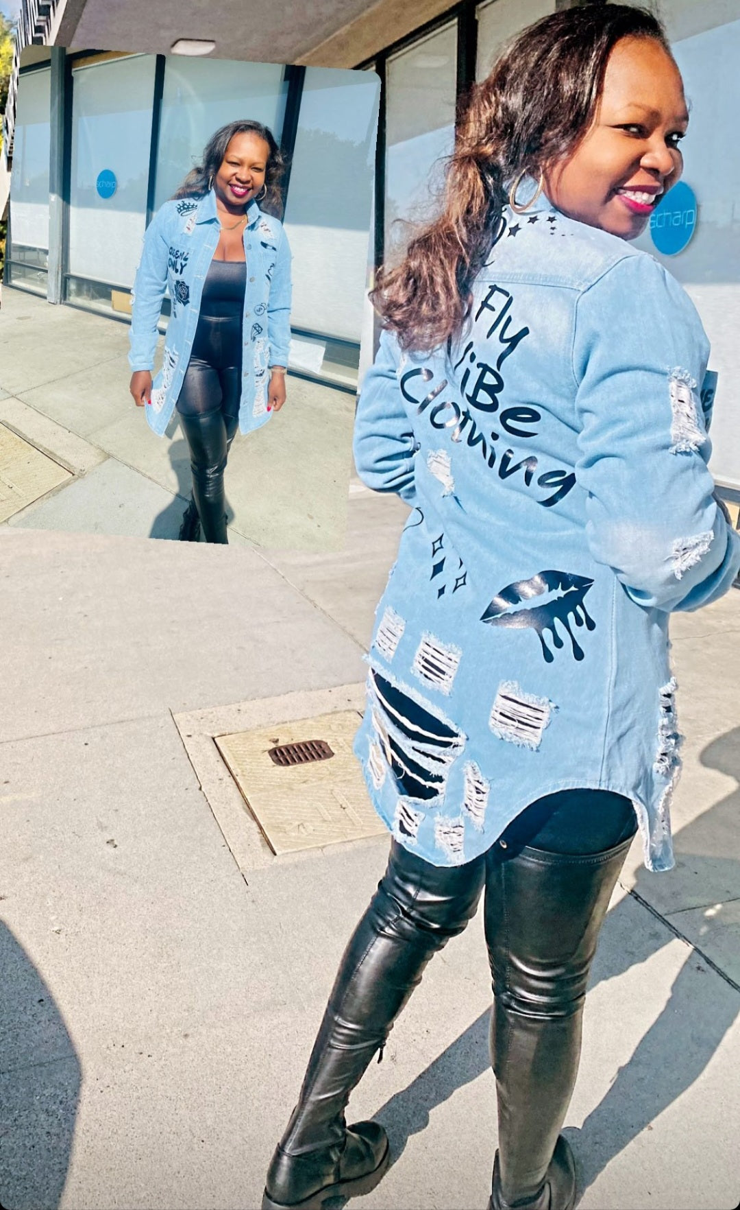 Fly Vibe Queenz Only Jean Jacket - Bleach Blue/Black
