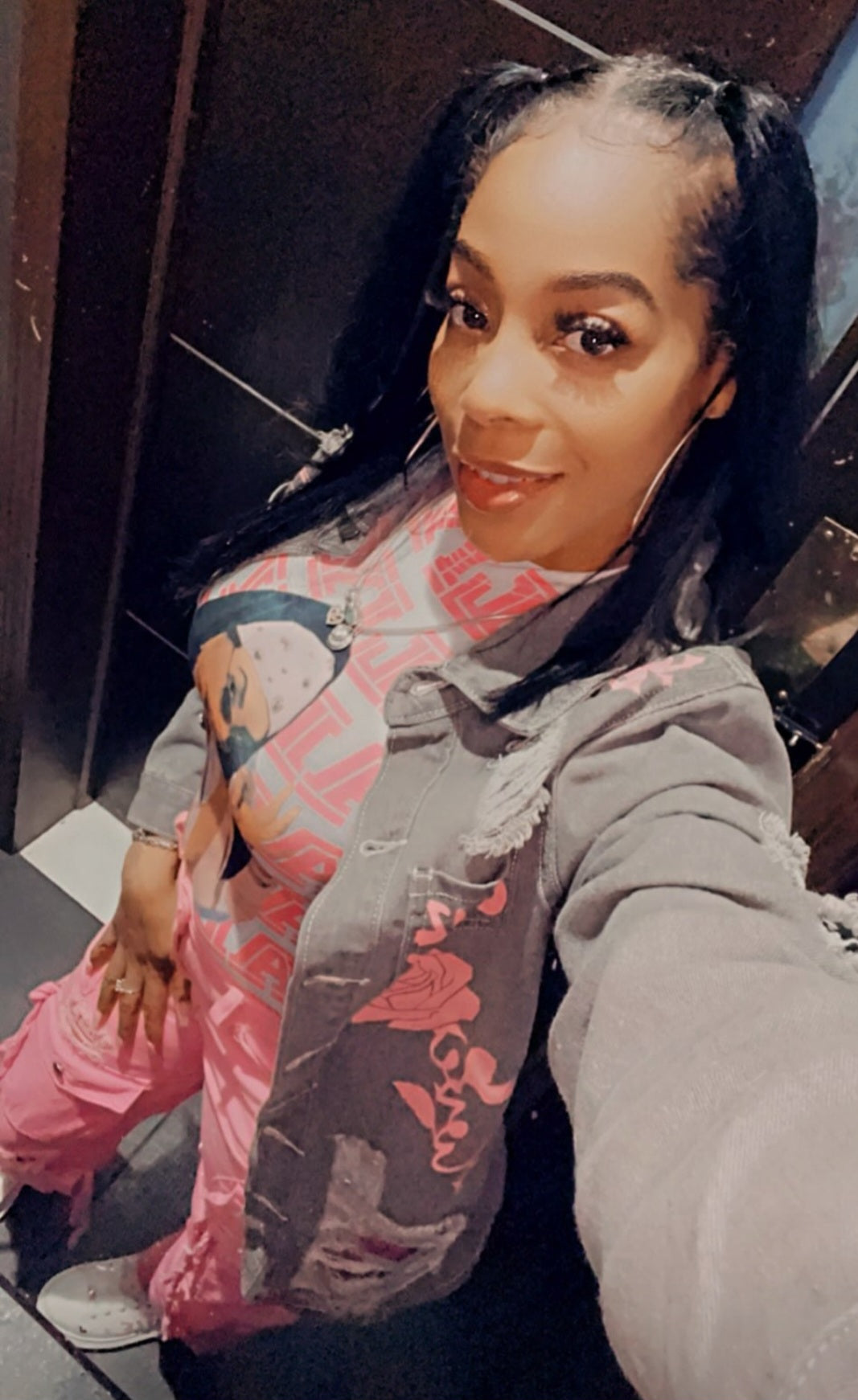 Fly Vibe Queenz Only Jean Jacket - Grey/Pink