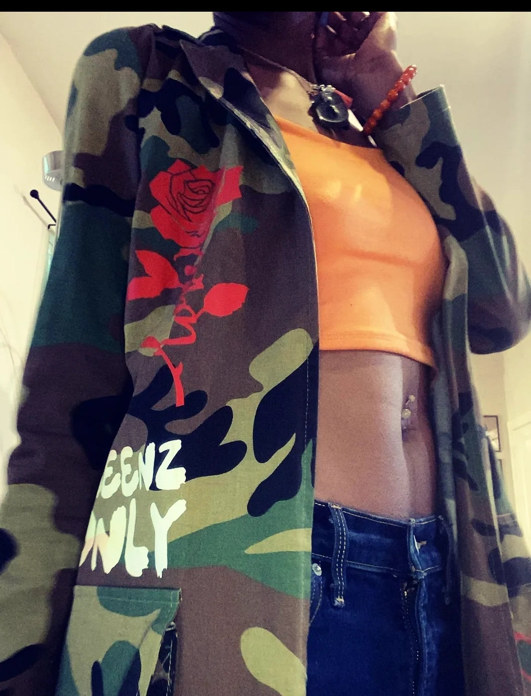 Fly Vibe Queenz Only Long Camouflage Jacket