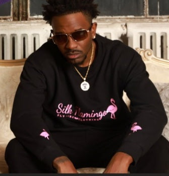 Silk Flamingo Sweatshirt - Black