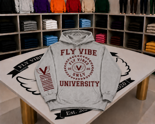 Fly Vibe University Hoodie - Grey/Maroon