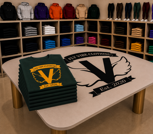 Fly Vibe Original T-Shirts - Pine/Gold
