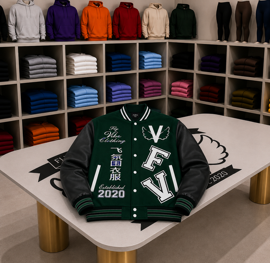 Fly Vibe Letterman Jacket - Green/Black/White