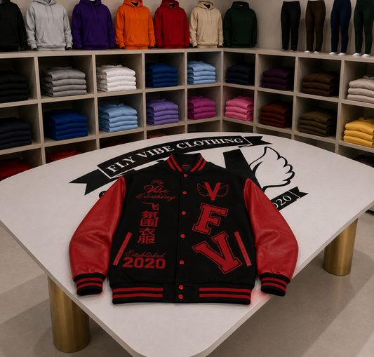 Fly Vibe Letterman Jacket - Black/Red/Red