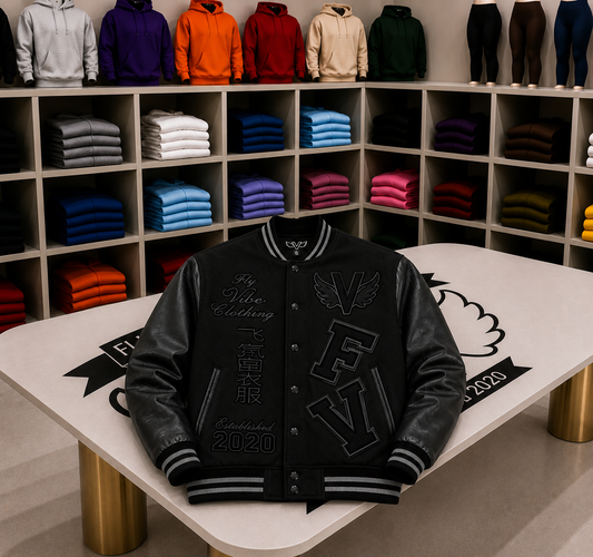 Fly Vibe Letterman Jacket - Black/Black/Black