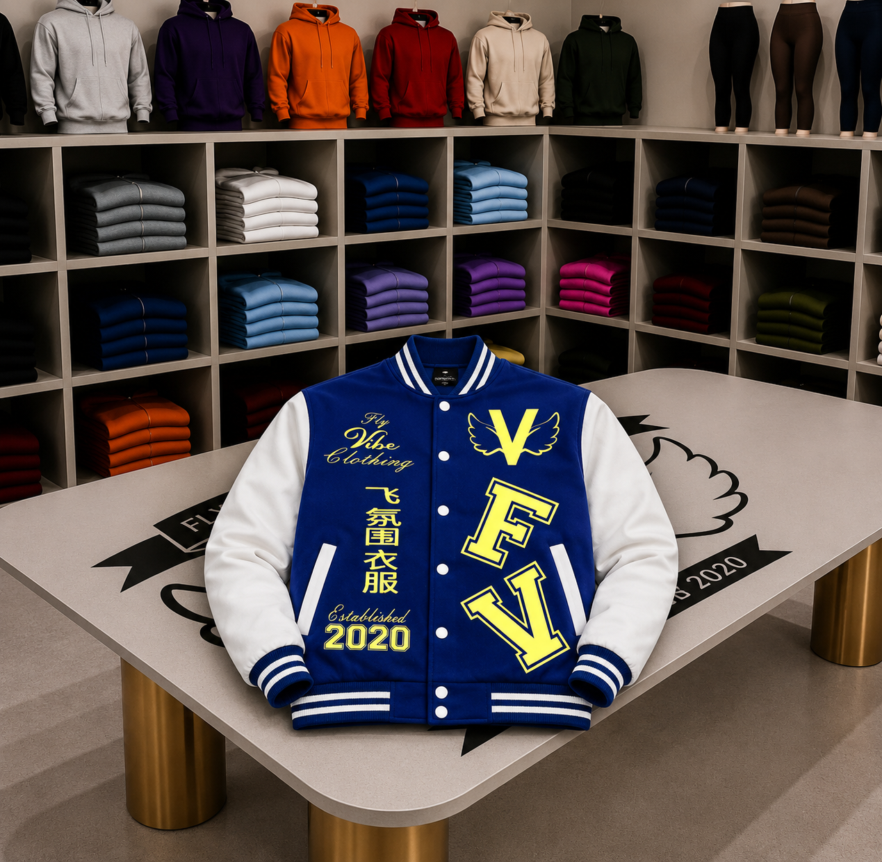 Fly Vibe Letterman Jacket - Royal/Gold