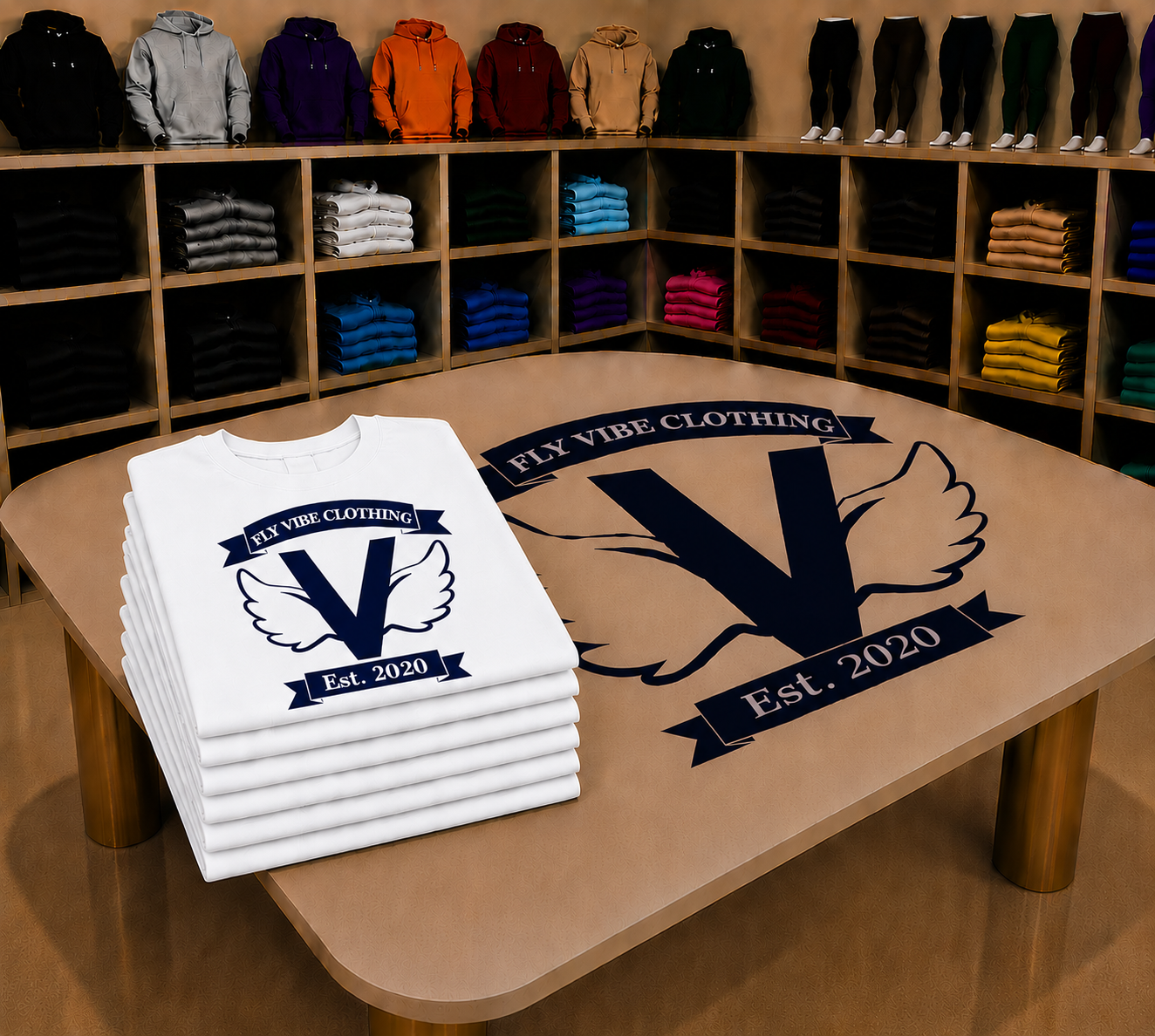 Fly Vibe Original T-Shirts - White/Navy