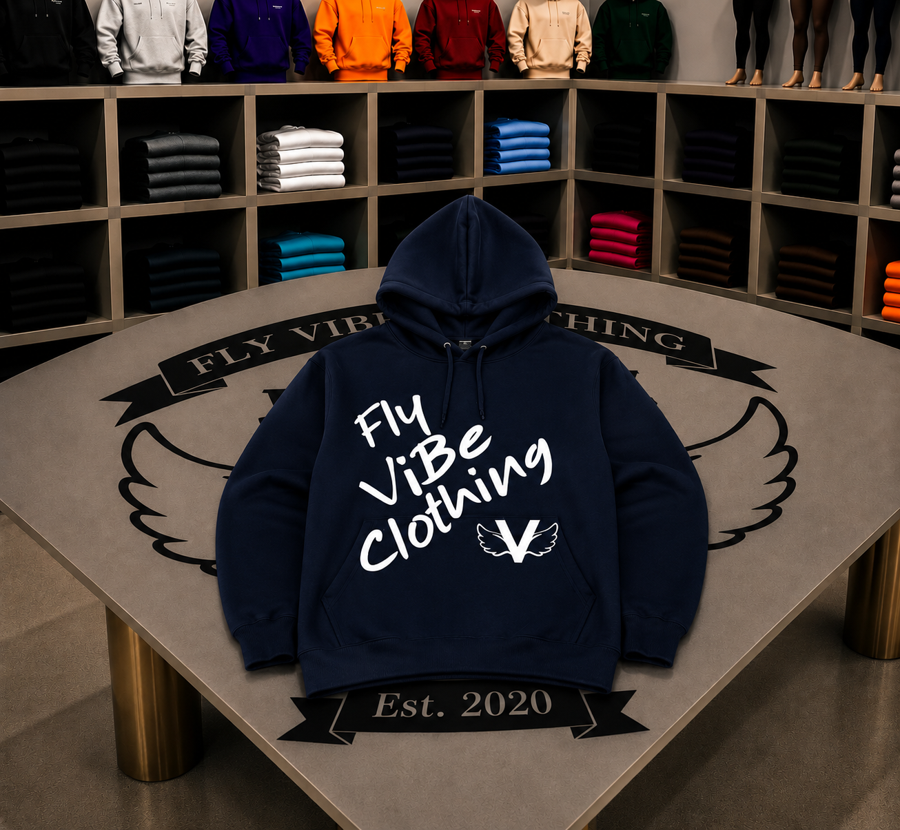 Fly Vibe Fresh Words Hoodie - Navy/White