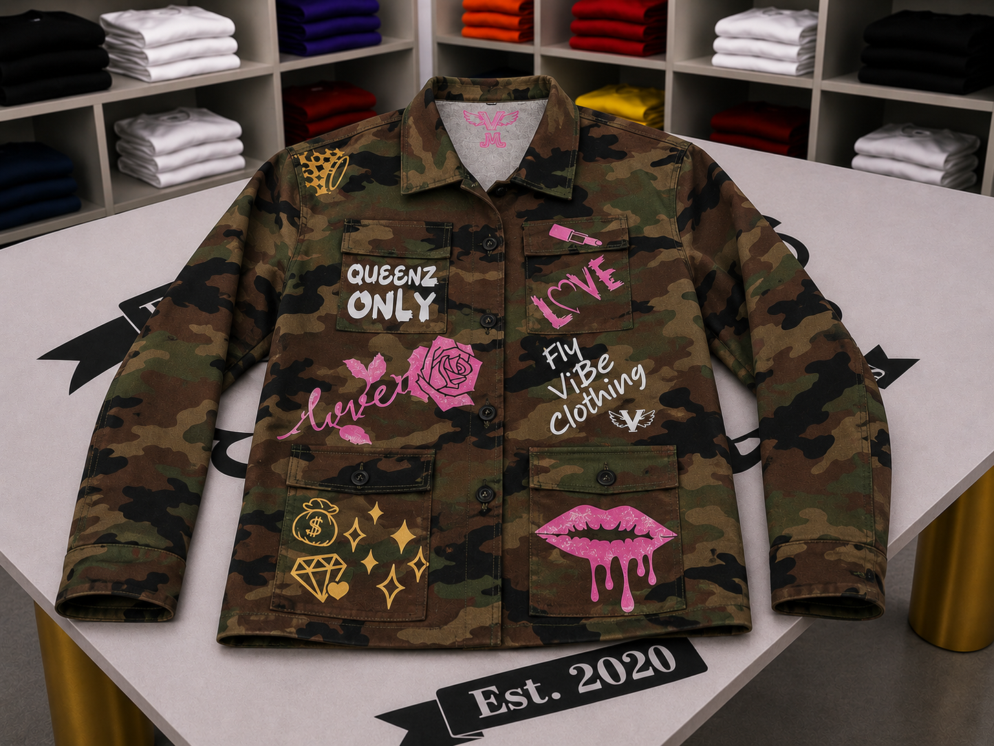 Fly Vibe Queenz Only Short Camouflage Jacket