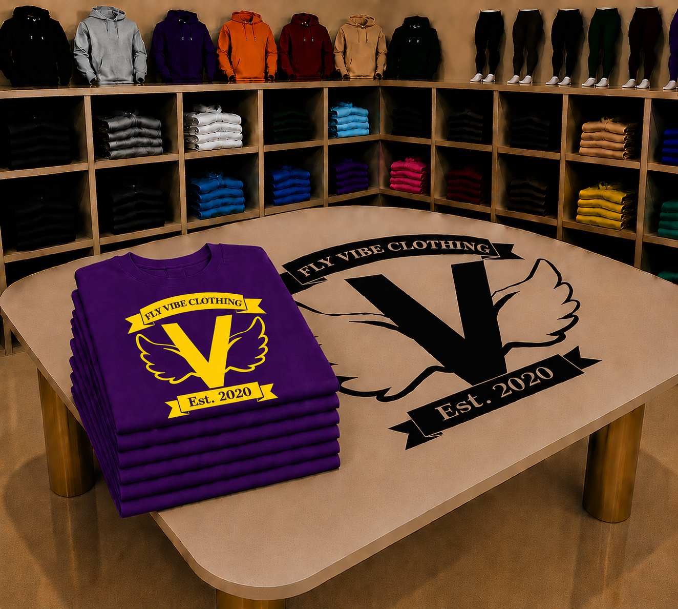 Fly Vibe Original T-Shirts - Purple/Yellow