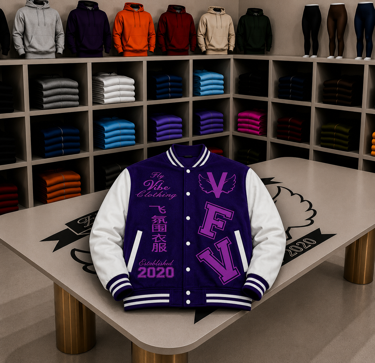 Fly Vibe Letterman Jacket - Purple/White/Pink