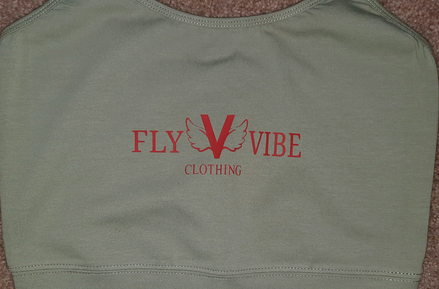 Fly Vibe Crop Tops - Olive/Red