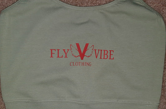 Fly Vibe Crop Tops - Olive/Red