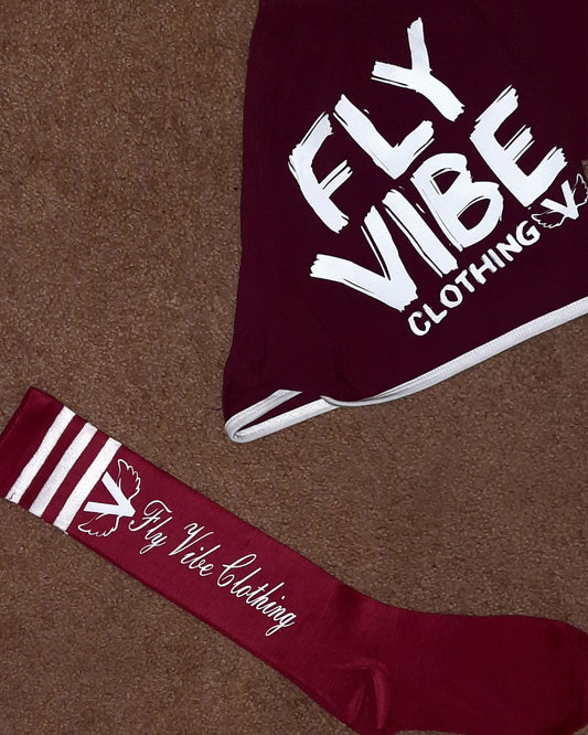 Fly Vibe Ladies Gym Shorts - Maroon/White