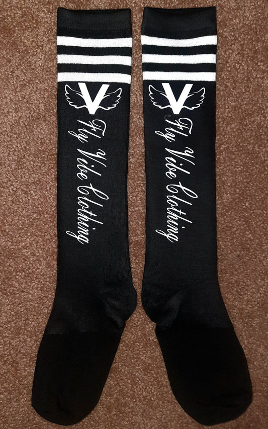 Fly Vibe Knee High Socks - Black/White