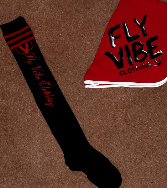 Fly Vibe Ladies Gym Shorts - Red/Black