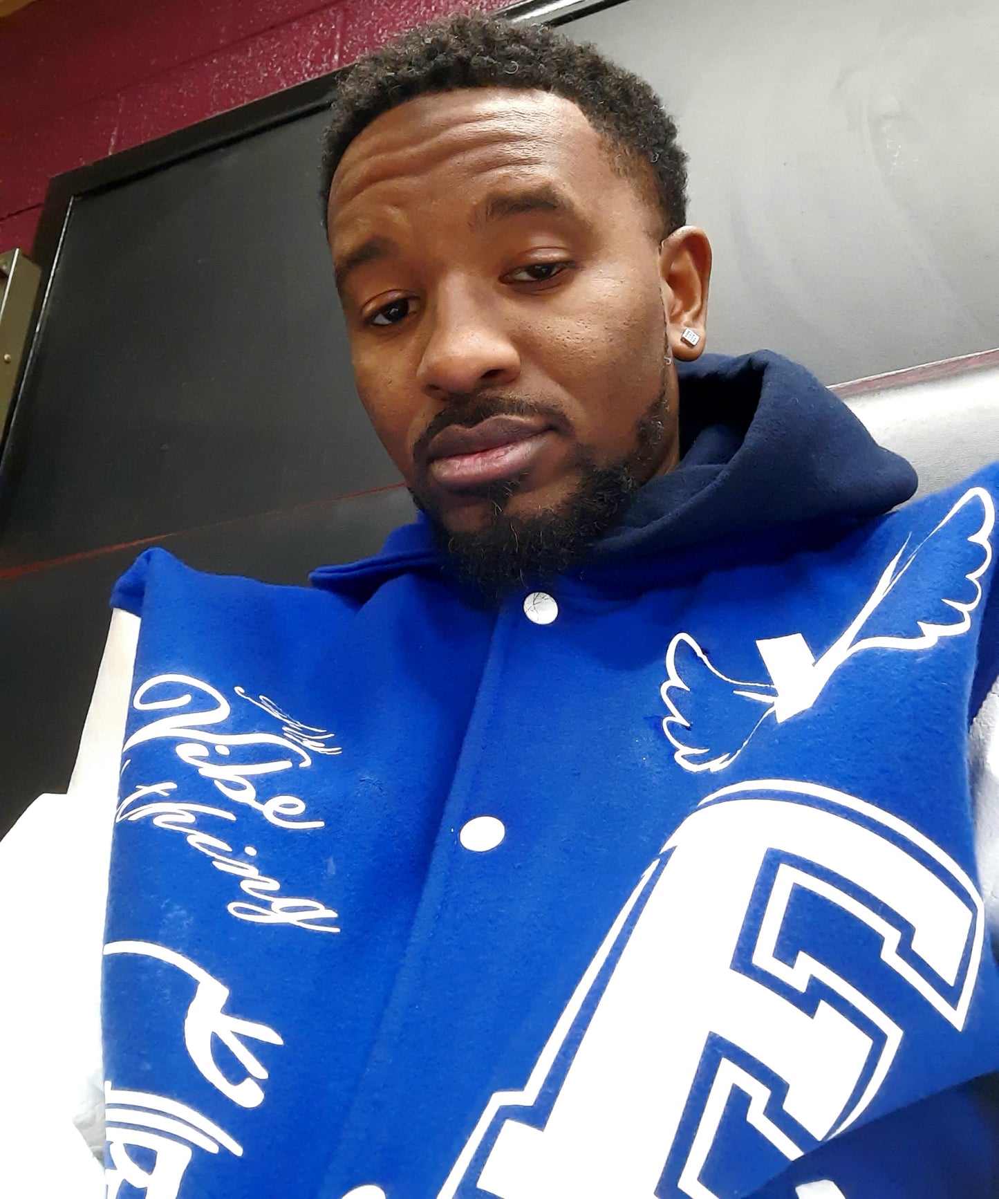 Fly Vibe Letterman Jacket - Royal/White/White