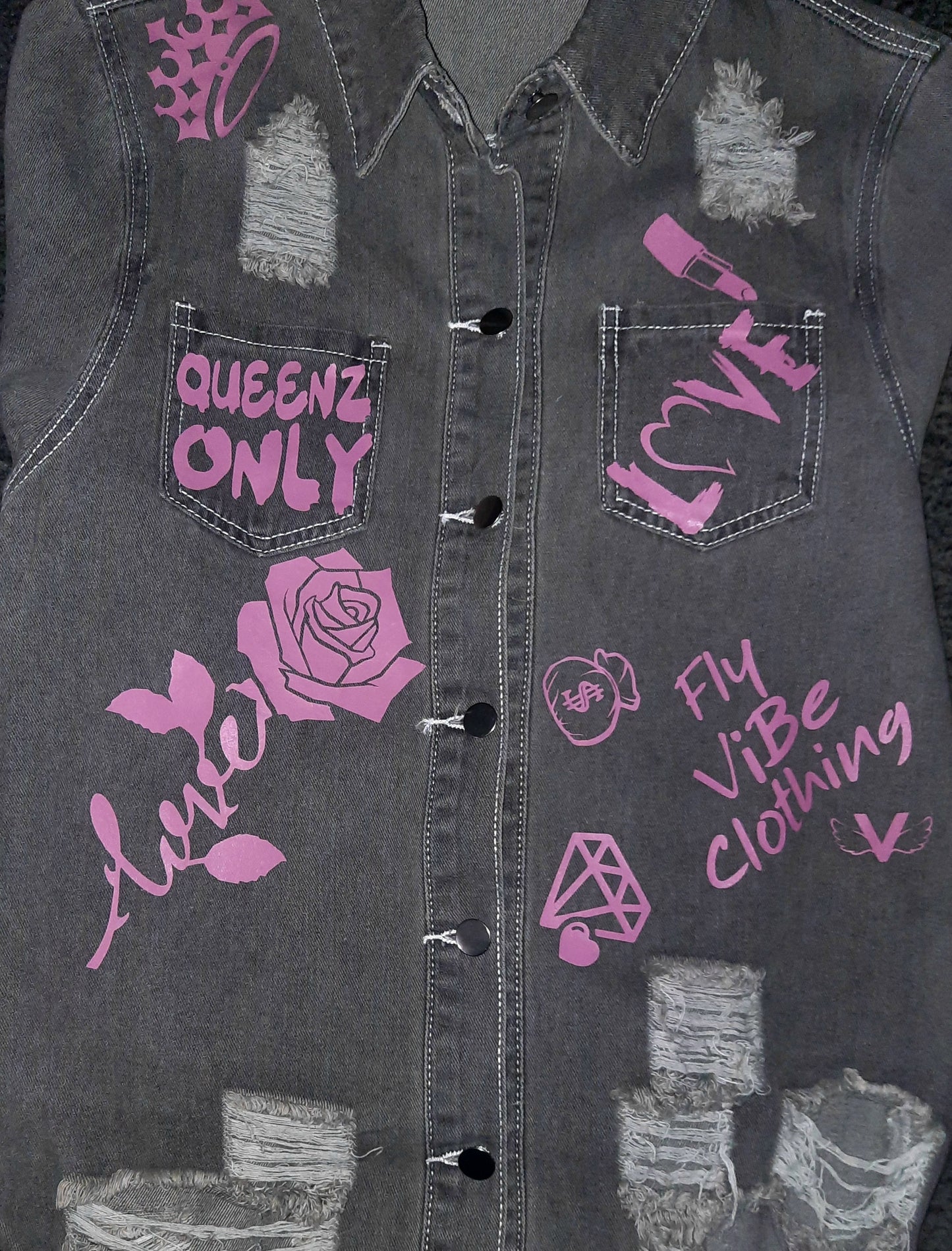 Fly Vibe Queenz Only Jacket - Grey/Pink