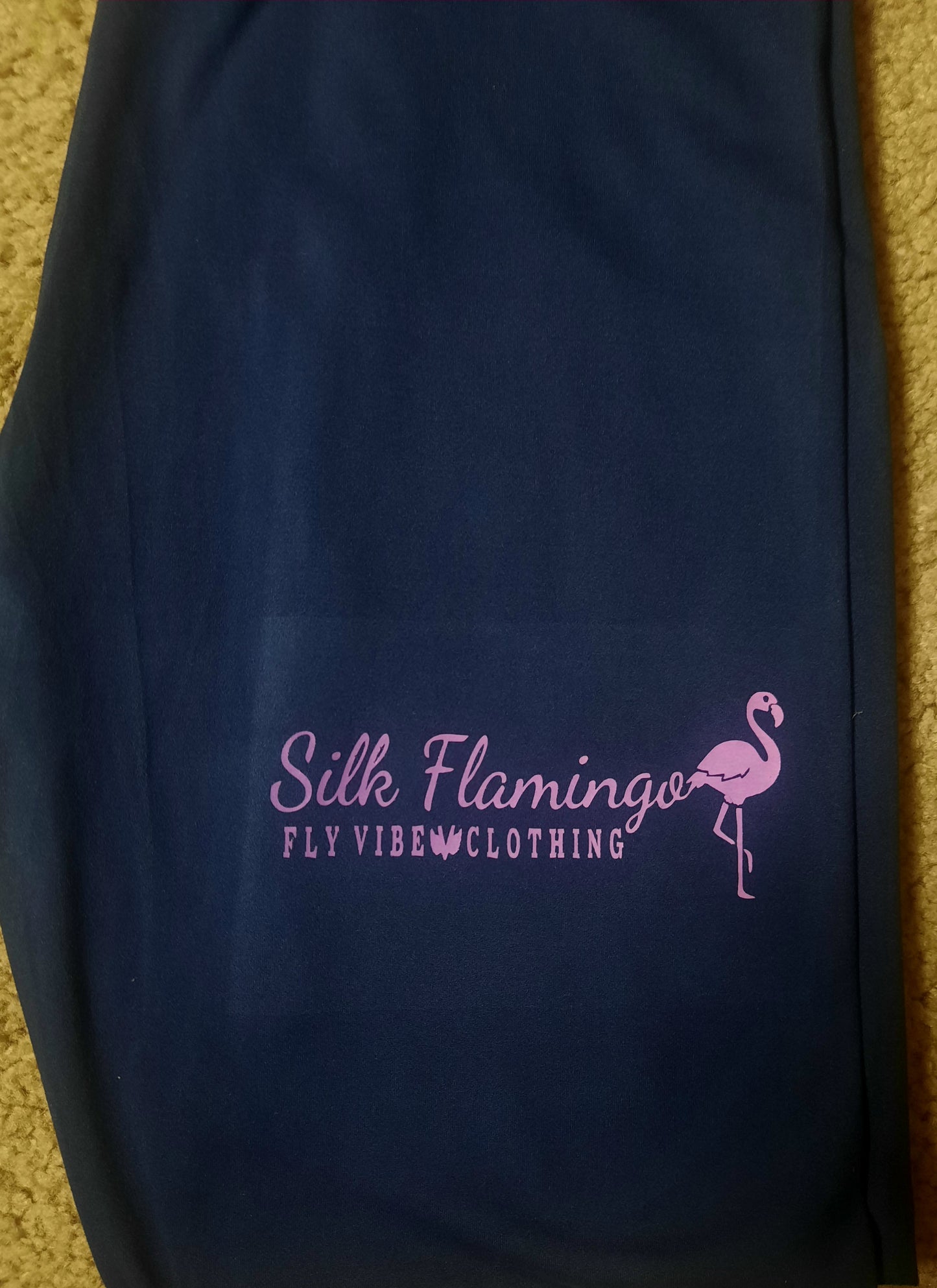 Silk Flamingo Leggings - Navy