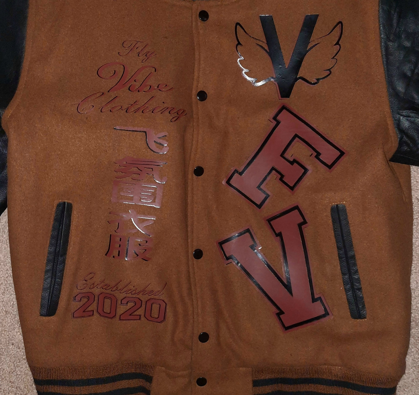 Fly Vibe Letterman Jacket - Brown/Black/Chocolate