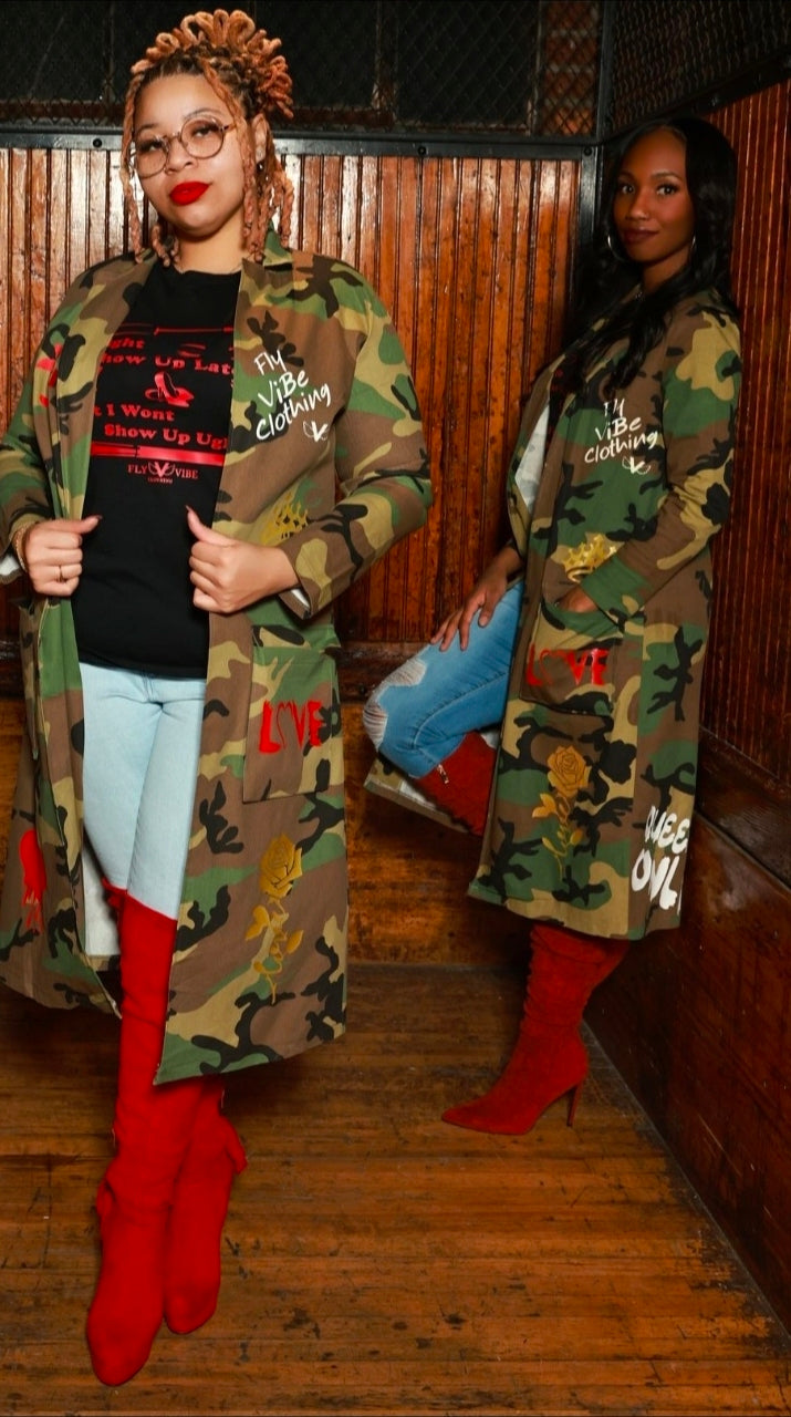 Fly Vibe Queenz Only Long Camouflage Jacket