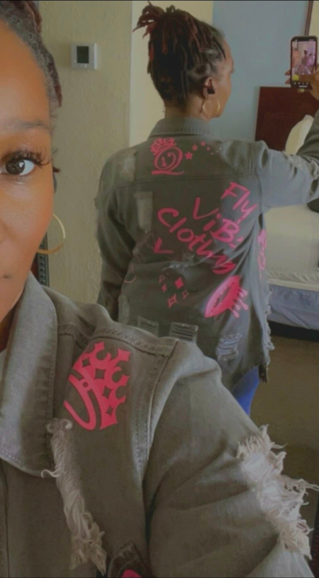 Fly Vibe Queenz Only Jean Jacket - Grey/Pink