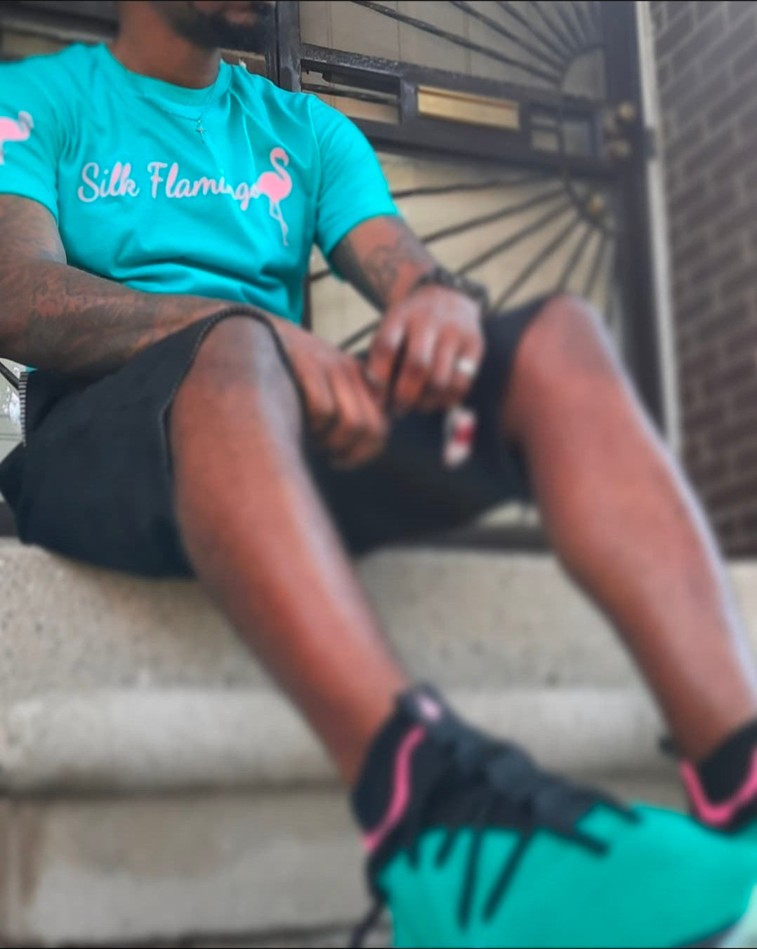 Silk Flamingo T-Shirt - Teal