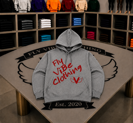 Fly Vibe Fresh Words Hoodie - Grey/Red