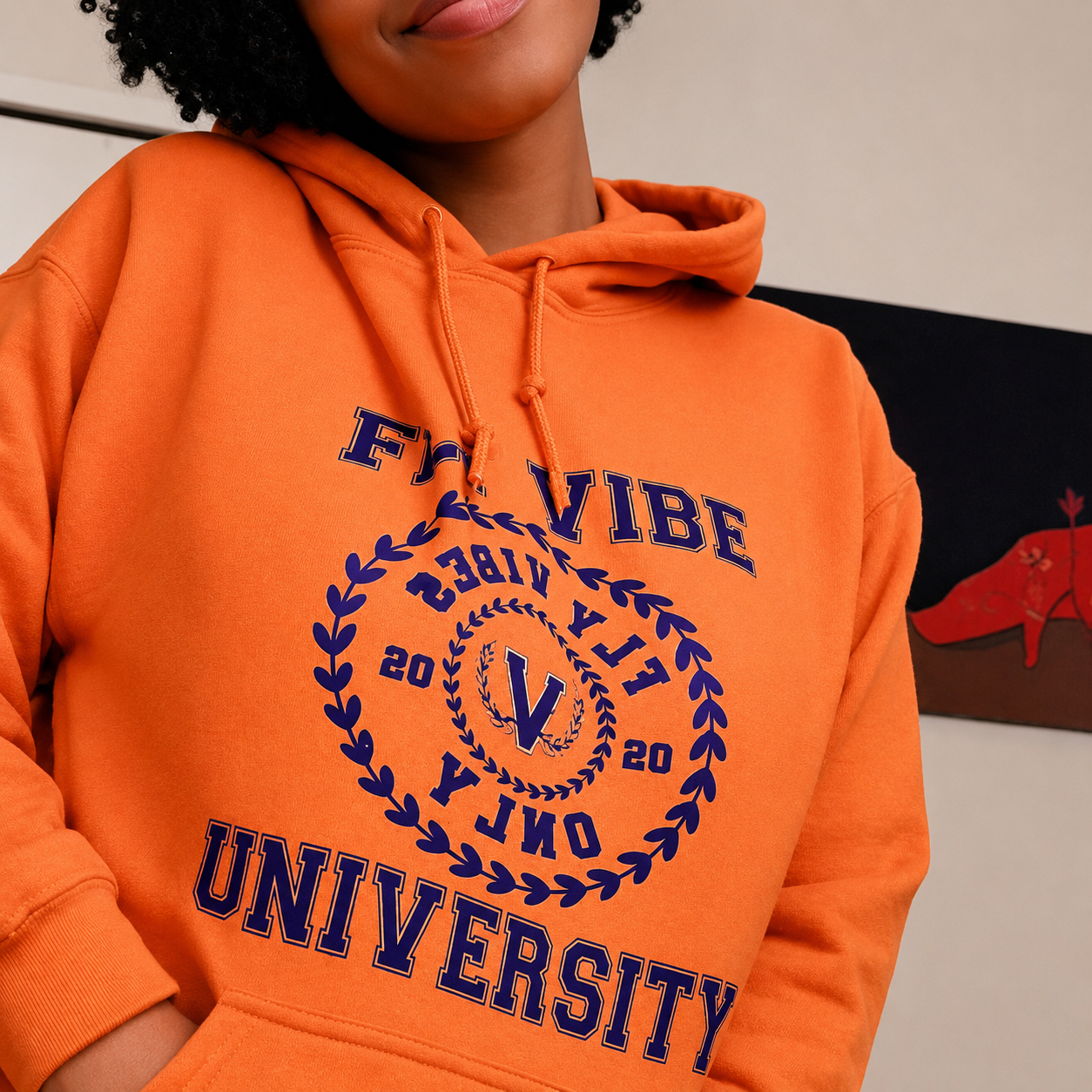 Fly Vibe University Hoodie - Orange/Royal