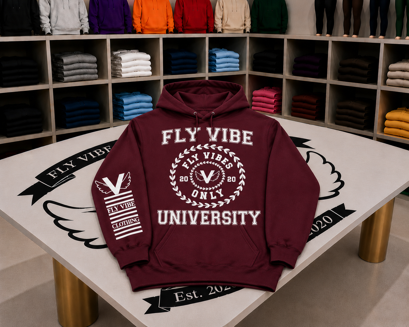 Fly Vibe University Hoodie - Maroon/White