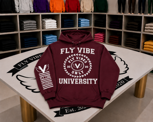 Fly Vibe University Hoodie - Maroon/White