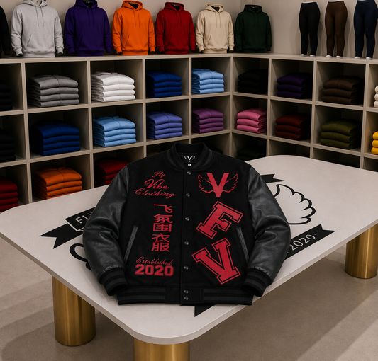Fly Vibe Letterman Jacket - Black/Black/Red
