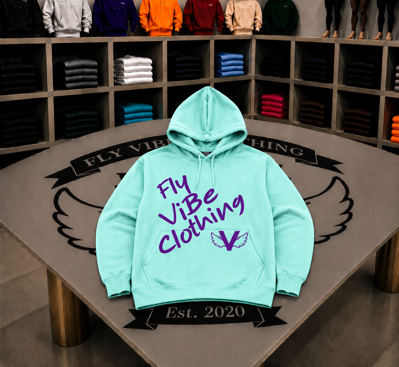 Fly Vibe Fresh Words Hoodie - Mint/ Purple
