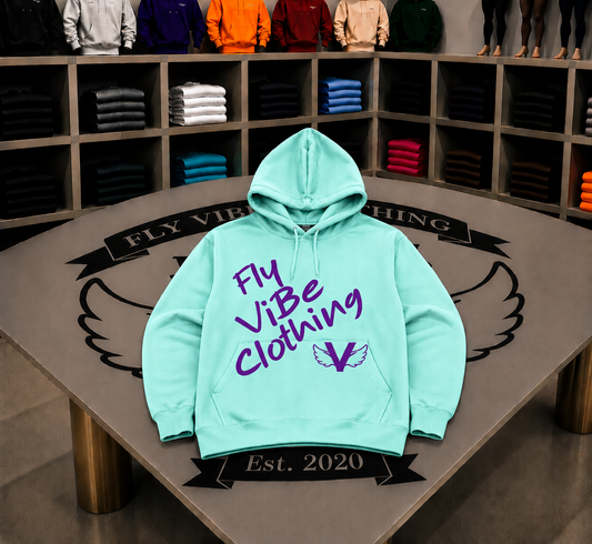 Fly Vibe Fresh Words Hoodie - Mint/ Purple