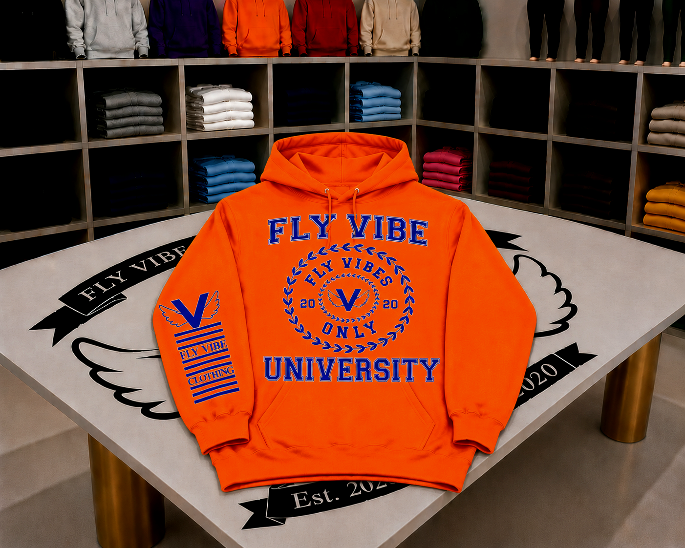 Fly Vibe University Hoodie - Orange/Royal