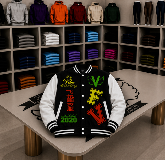 Fly Vibe Letterman Jacket - Black/Green/Yellow/Red